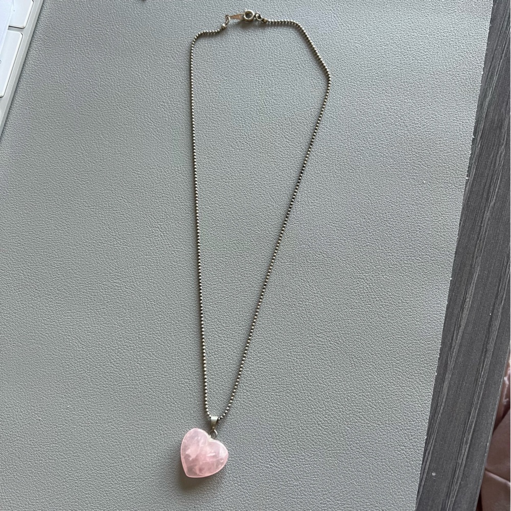 Pink Heart Silver Necklace - Picture 2 of 2